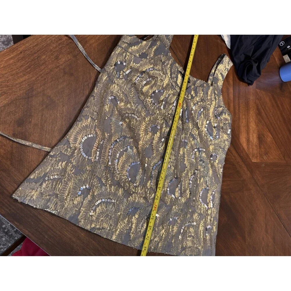 MISS ME Silk blouse fully lined Gold and Silver accents, Amazing! Sz L